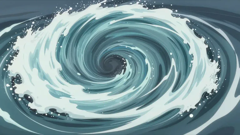 Visual representation of "whirlpool" - A quick and forceful movement of water in a circular direction