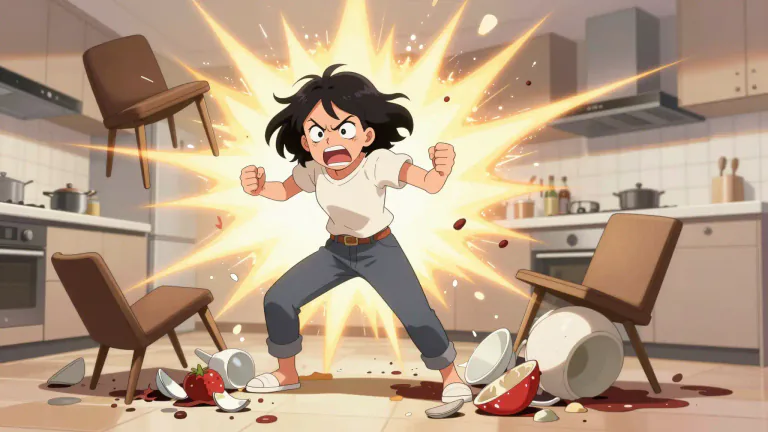 Visual representation of "go ballistic" - To get very angry quickly and intensely