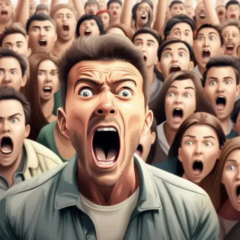 Visual representation of "at the top of your voice" - To speak or shout as loudly as possible