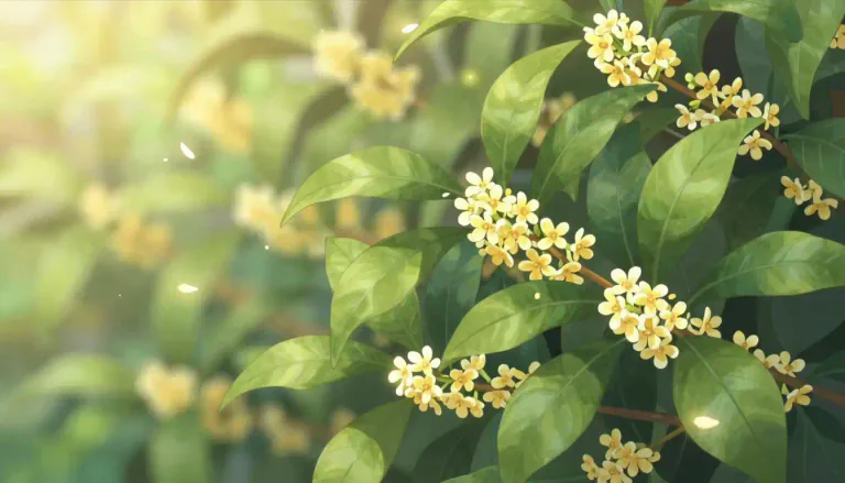 Visual representation of "osmanthus" - A type of flowering plant known for its aromatic white or yellow flowers, often used in gardens and for making perfumes.