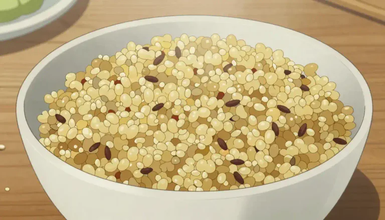 Visual representation of "quinoa" - a type of grain that is often eaten as food