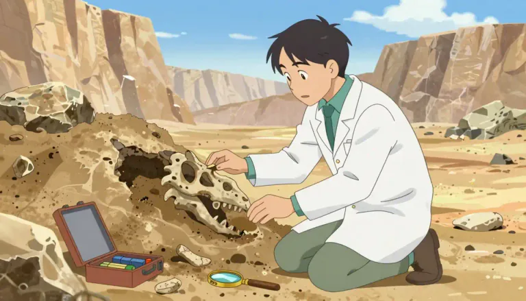 Visual representation of "palaeontologist" - A scientist who studies the history of life on Earth through the examination of plant and animal fossils.