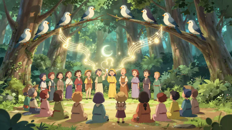 Visual representation of "choric" - Related to a chorus or choir, especially in books or plays.