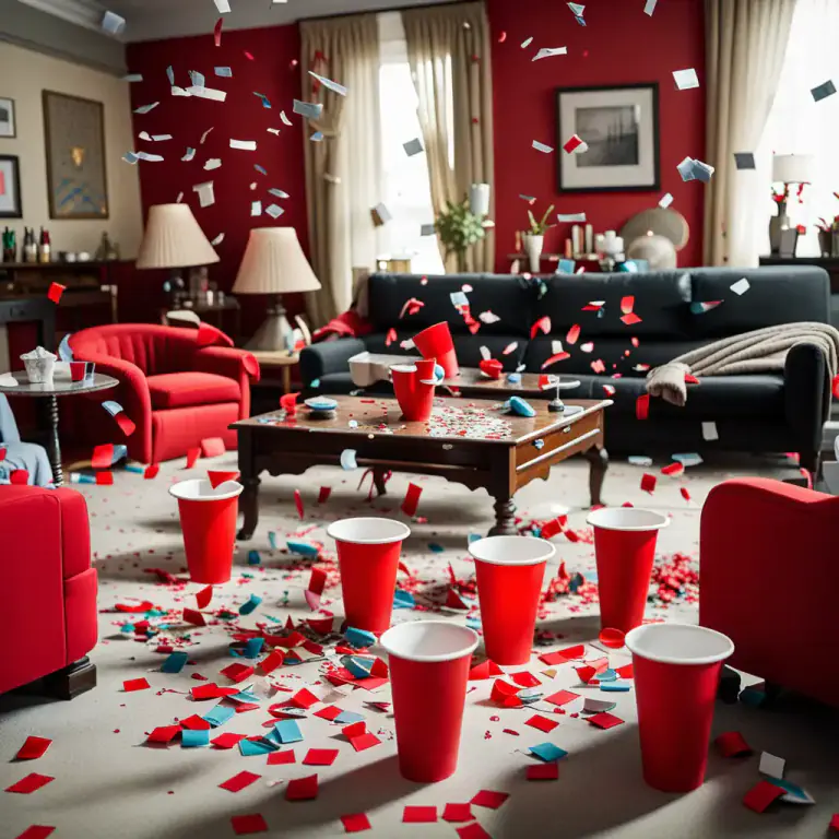Visual representation of "all over the place" - In a state of disorganization or confusion.