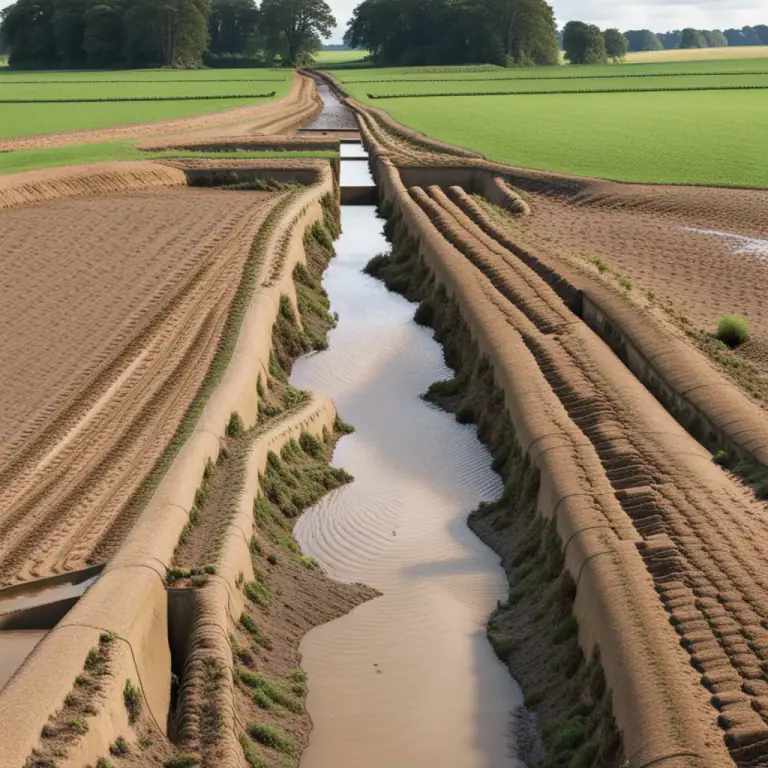 Visual representation of "sluice" - A channel or trough constructed to carry off surplus water.