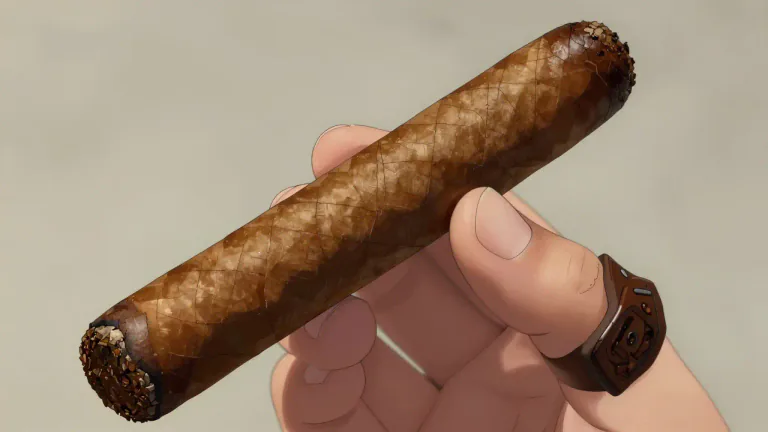 Visual representation of "wrapper" - The outer leaf of a cigar