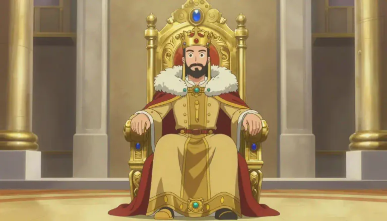 Visual representation of "throne" - A special chair that a king or queen sits on.