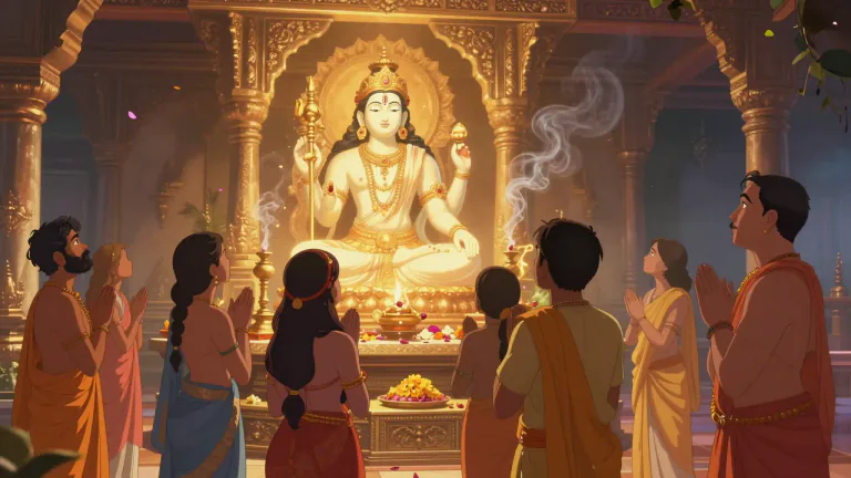 Visual representation of "darshan" - The act of seeing a deity, holy person, or sacred object, especially in Hinduism, which is considered a blessing or spiritual privilege.