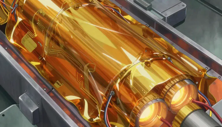 Visual representation of "polyimide" - A type of high-performance plastic that is heat-resistant and used in various applications such as electronics and aerospace.