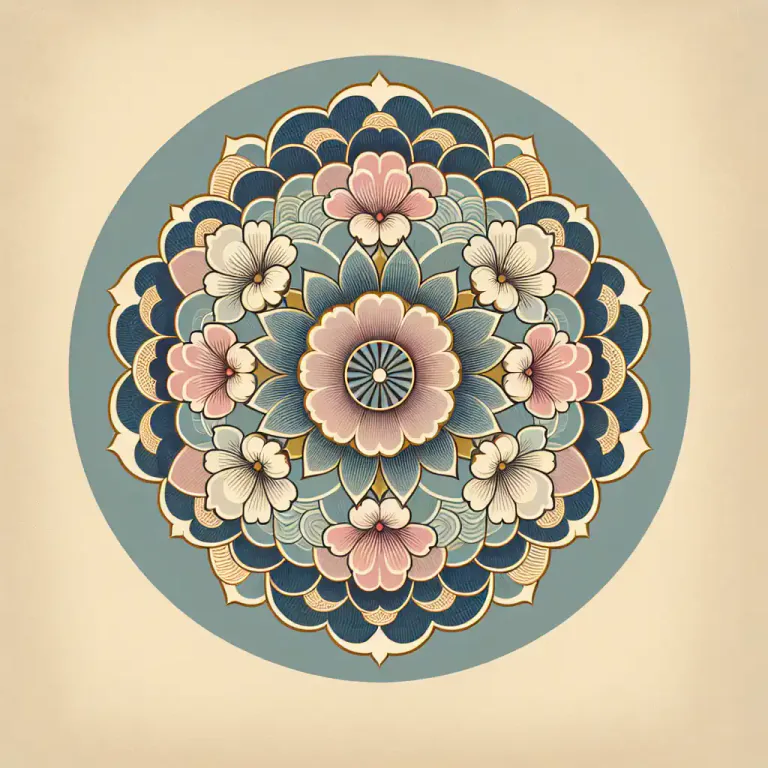 Visual representation of "chrysanthemum" - An emblem or design, typically consisting of a circular arrangement of petals, or a similar pattern, that is used in heraldry and as a decorative motif in Japanese art.