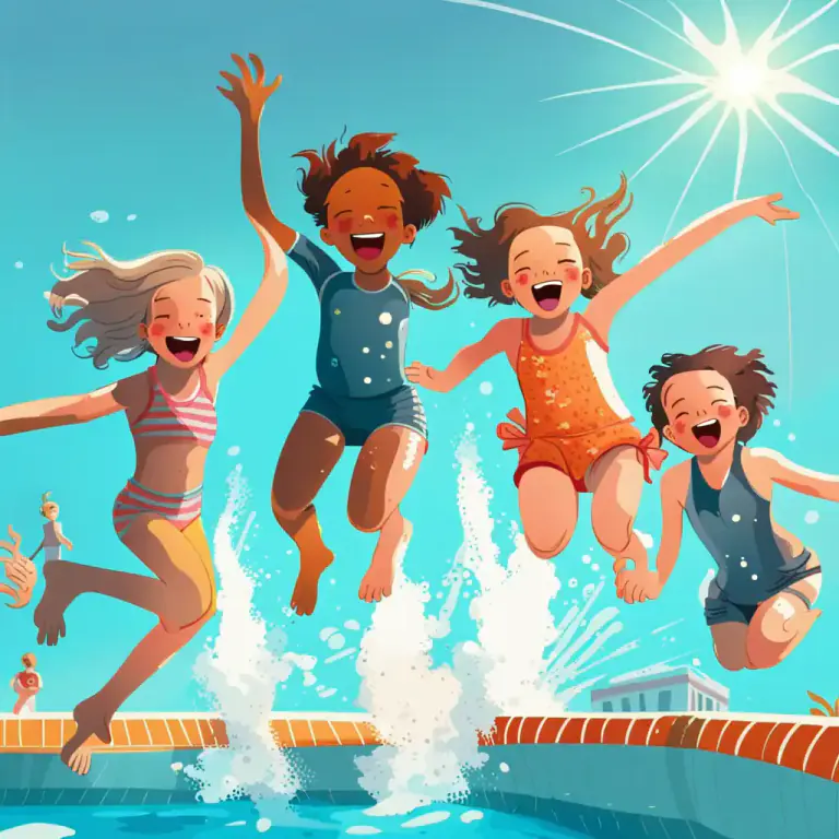 Visual representation of "plunge in" - to jump, dive or fall into water