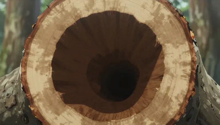 Visual representation of "heartwood" - The dense, inner part of a tree trunk, producing stronger wood