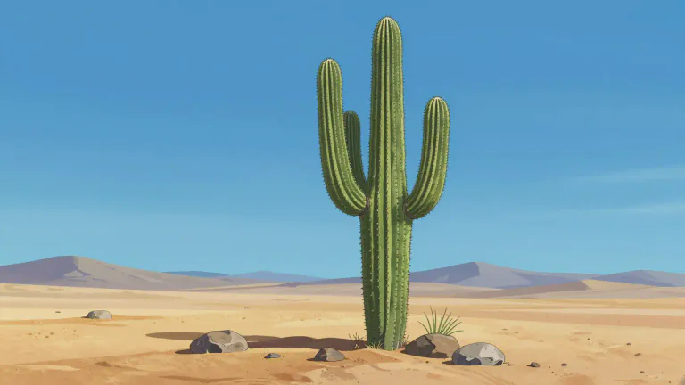 Visual representation of "saguaro" - A large, tall cactus native to the southwestern U.S. and Mexico, known for its distinctive shape and ability to thrive in desert conditions.