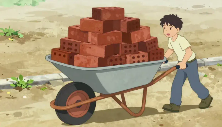 Visual representation of "barrow" - A large wheelbarrow used for moving loads