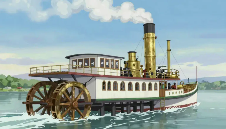 Visual representation of "steamboat" - A boat that is powered by steam