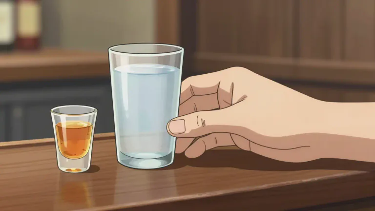 Visual representation of "chaser" - A drink that one has after an alcoholic drink