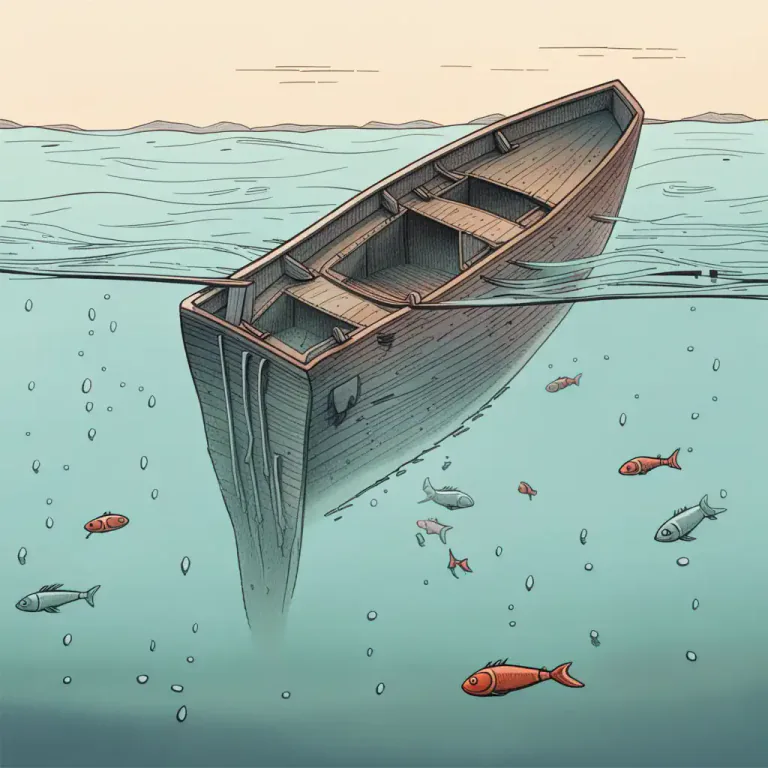 Visual representation of "sunken" - Having fallen or been lowered.