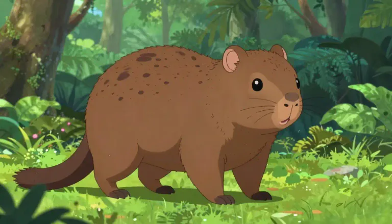 Visual representation of "agouti" - A type of large rodent native to Central and South America, known for its strong legs and small ears.