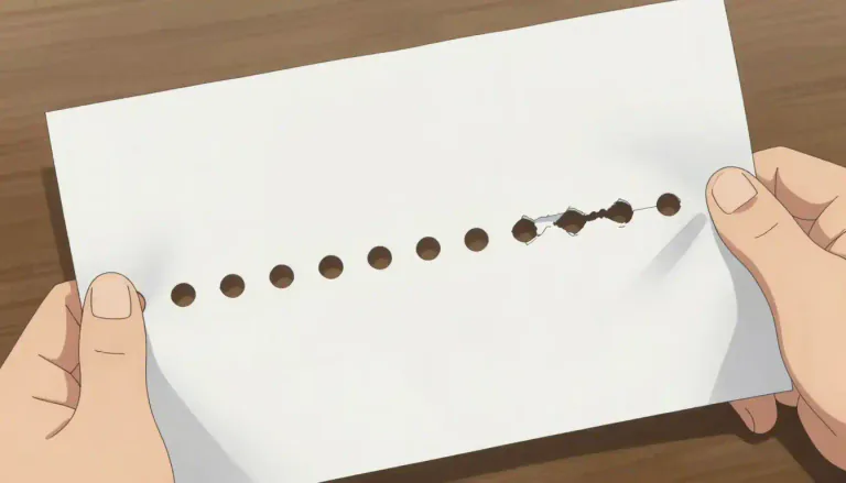 Visual representation of "perforation" - A hole or a series of holes punched or bored through something