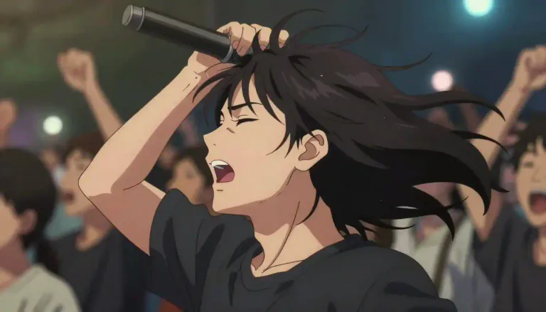 Visual representation of "headbang" - To move one's head rapidly up and down, especially in time with music.