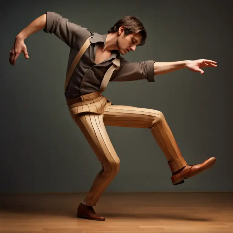 Visual representation of "wooden" - Not flexible or smooth; awkward