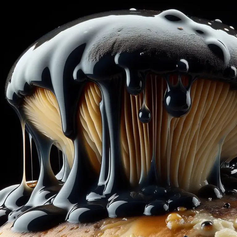 Visual representation of "deliquesce" - In botany, to become fluid or mushy, especially by the absorption of moisture from the air.