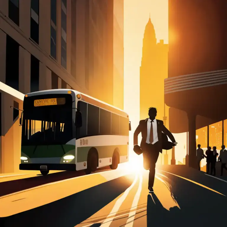 Visual representation of "jump on" - To board a vehicle, such as a bus or train