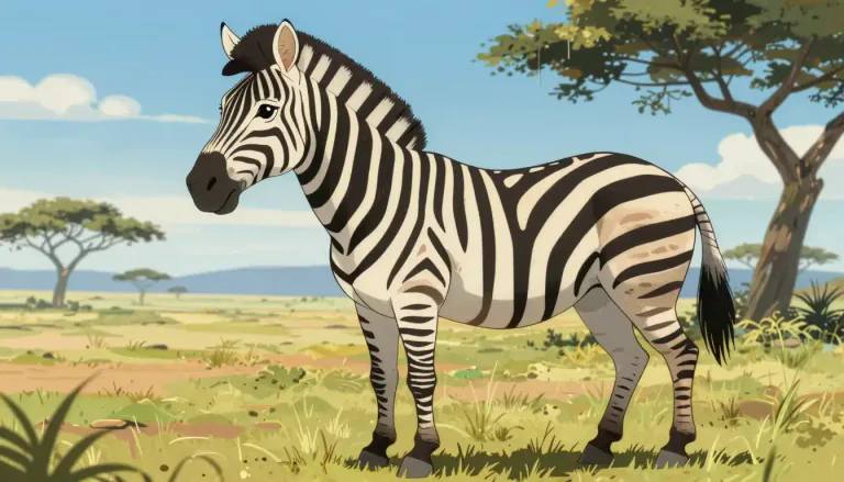 Visual representation of "zebra" - A large wild animal that looks like a horse and has black and white stripes