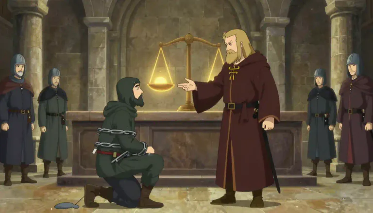 Visual representation of "retributive" - Related to punishment given in return for a wrong act.
