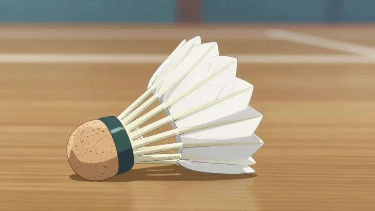 Visual representation of "shuttlecock" - A piece of equipment used in the game of badminton, consisting of a cork ball attached to feathers.