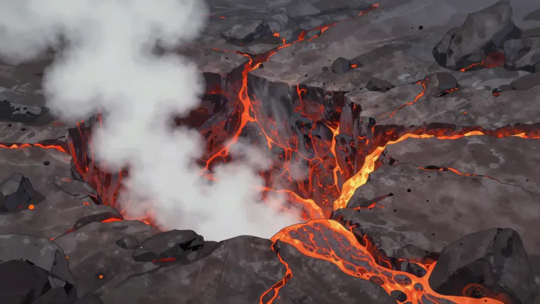 Visual representation of "fumarole" - An opening in the Earth's crust from which smoke, steam, and gases are released.