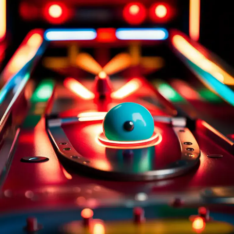 Visual representation of "pinball" - The small metal ball used in the game of pinball.