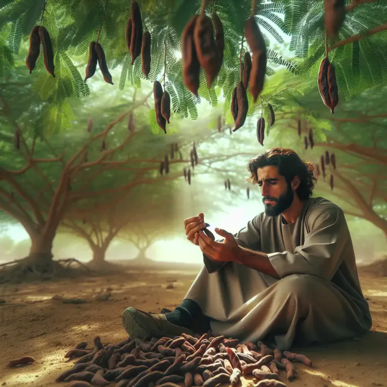 Visual representation of "carob" - The sweet, edible pods produced by a carob tree.