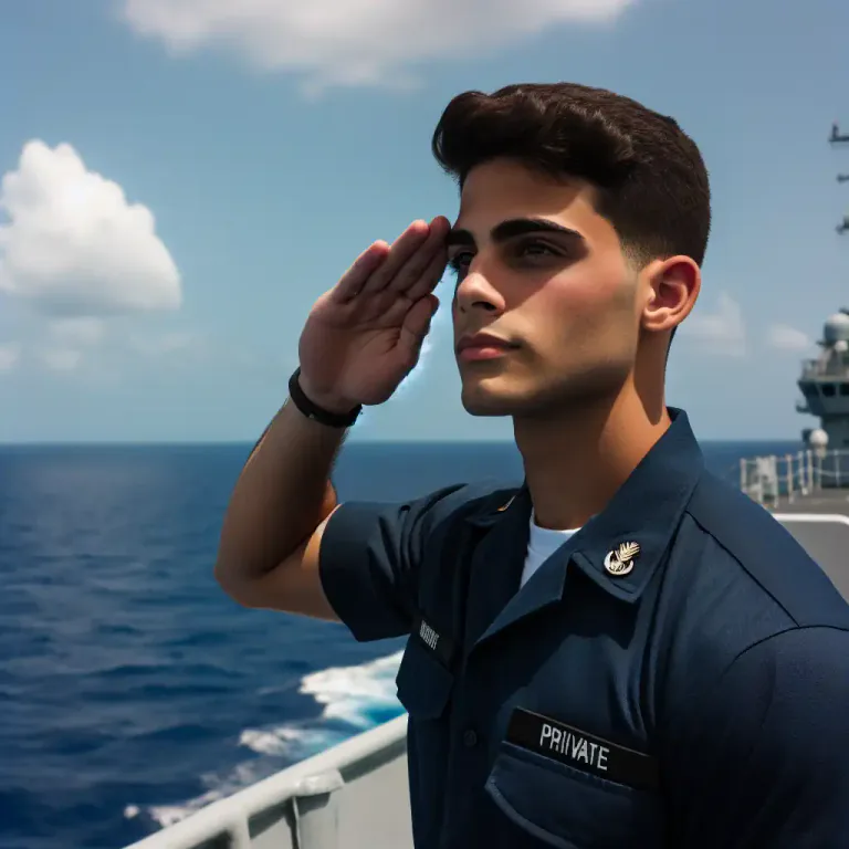 Visual representation of "seaman" - A naval rank, the lowest rank in most navies, similar to a private in an army