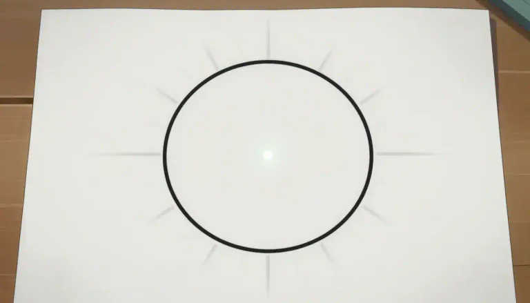 Visual representation of "circle" - A round shape that has the same distance from the center to any point on its edge.