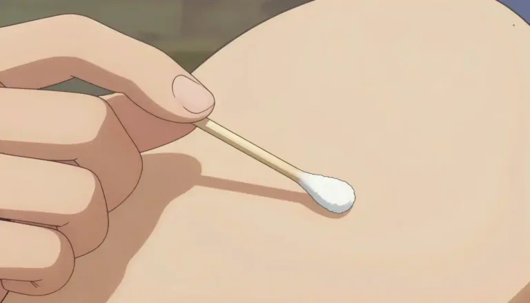 Visual representation of "swab" - A small piece of soft material at the end of a thin stick, used for cleaning something or for putting medicine on a part of the body