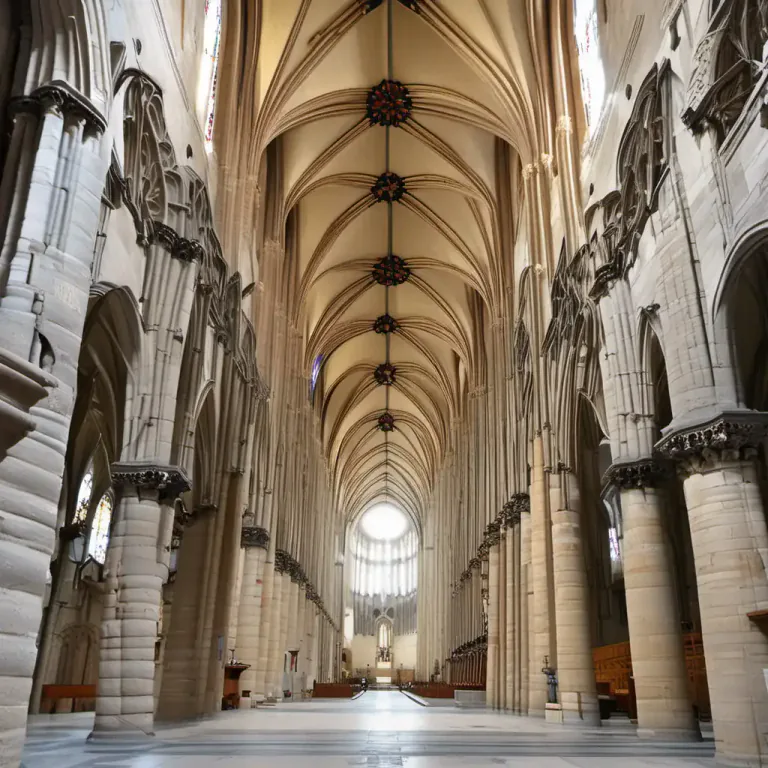 Visual representation of "cope" - The upper part of a wall in a cathedral that supports the roof