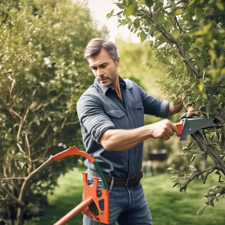 Visual representation of "guillotine" - A tool used for pruning trees and bushes.