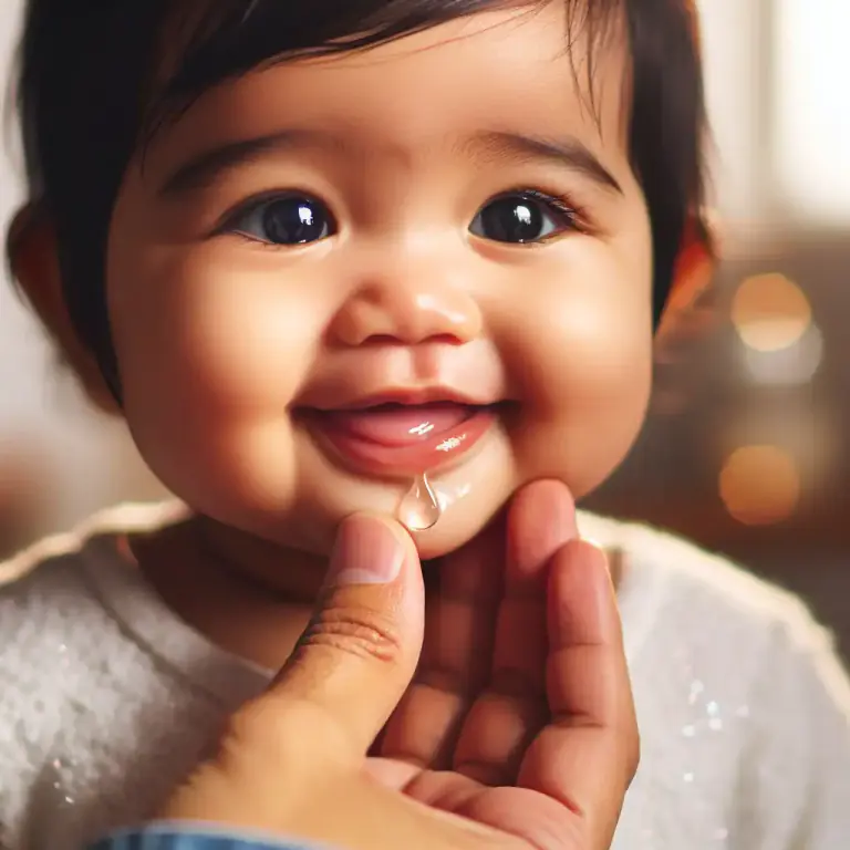 Visual representation of "slobber" - Saliva that has flowed out of the mouth