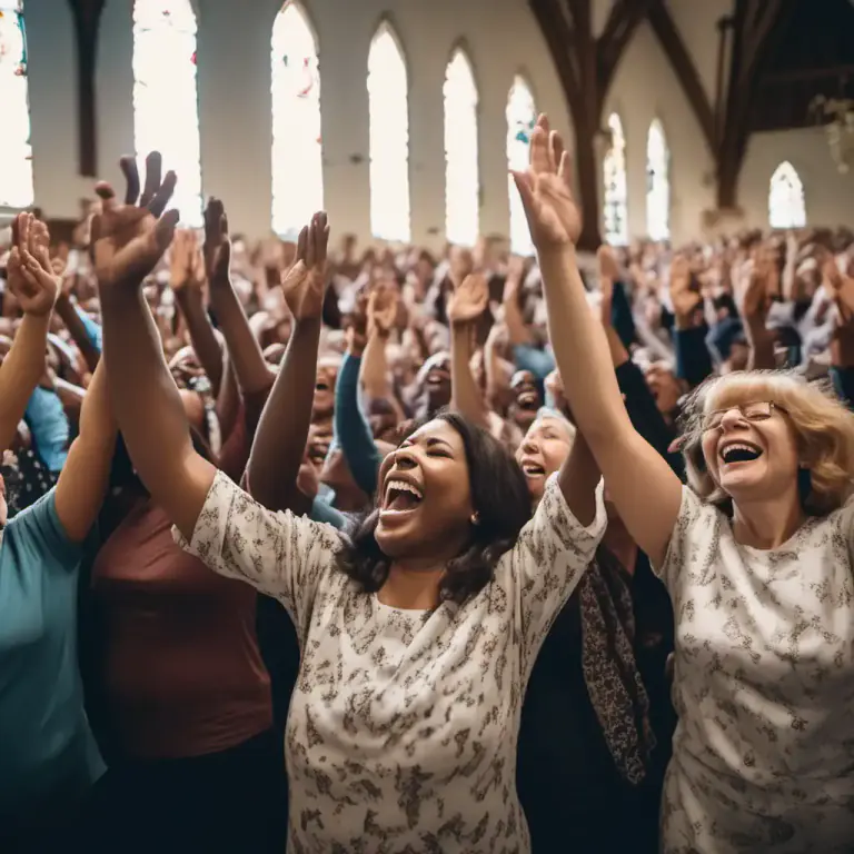 Visual representation of "hallelujah" - An instance of saying or shouting 'hallelujah'