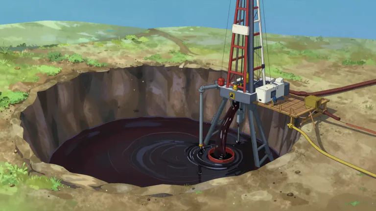 Visual representation of "petroleum" - A dark oil found under the earth's surface and used for fuel