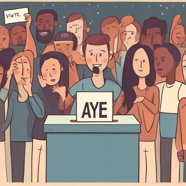 Visual representation of "aye" - Used when voting in favor of something