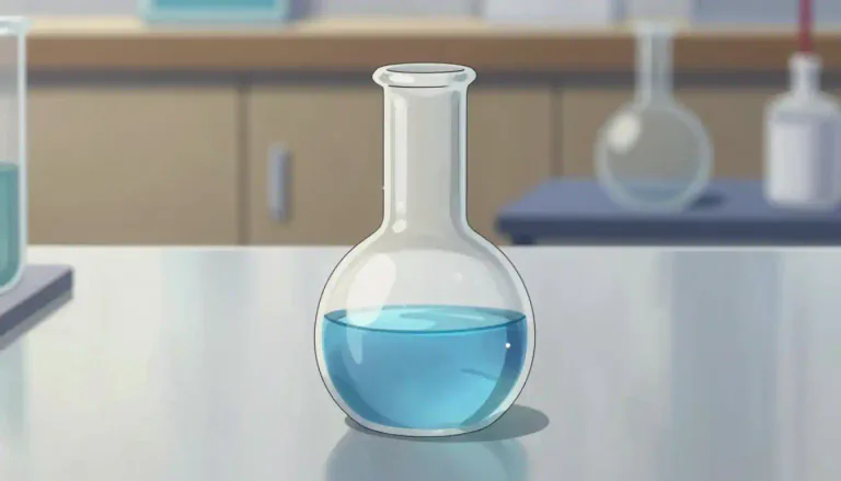 Visual representation of "flask" - A small bottle that has a narrow neck, especially one used in a laboratory