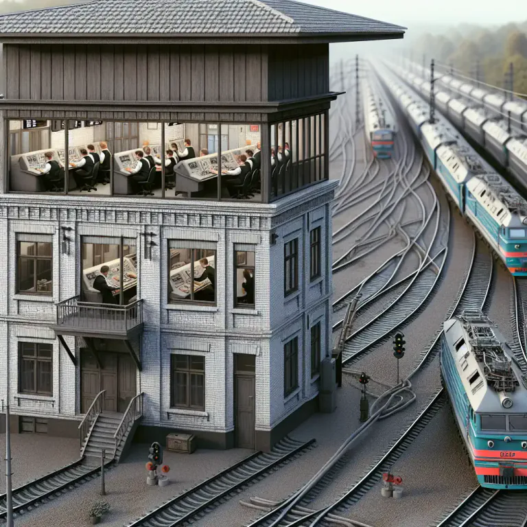 Visual representation of "blockhouse" - A building used as a control center for activities in a specific area, such as railway transport