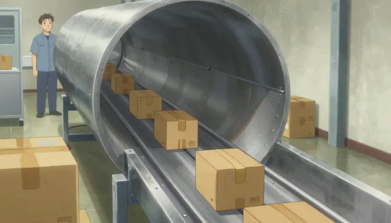 Visual representation of "chute" - A path or tube where things can slide down or through