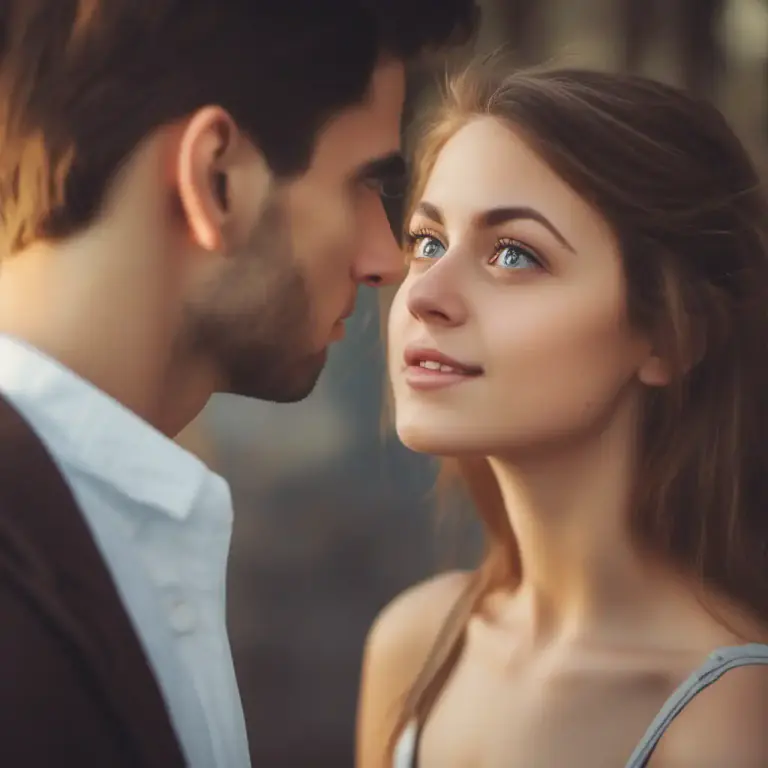 Visual representation of "fall in" - Begin to be in love or to feel strong emotions for someone