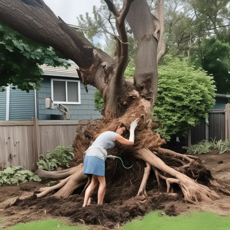 Visual representation of "root up" - To remove something entirely including its roots.