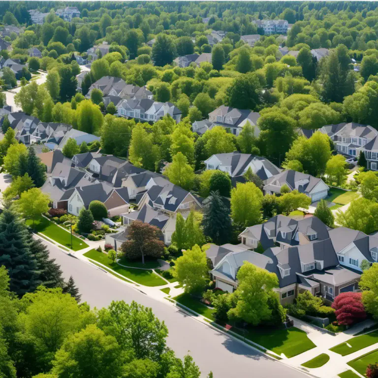 Visual representation of "leafy" - Referring to the pleasant, richer, or greener areas of a town or city