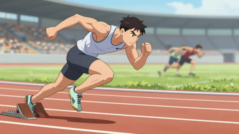 Visual representation of "sprinter" - A person who runs short distances very fast, usually in races.