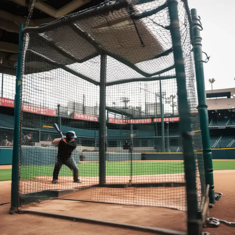Visual representation of "cage" - A large net or fence placed around the area of play